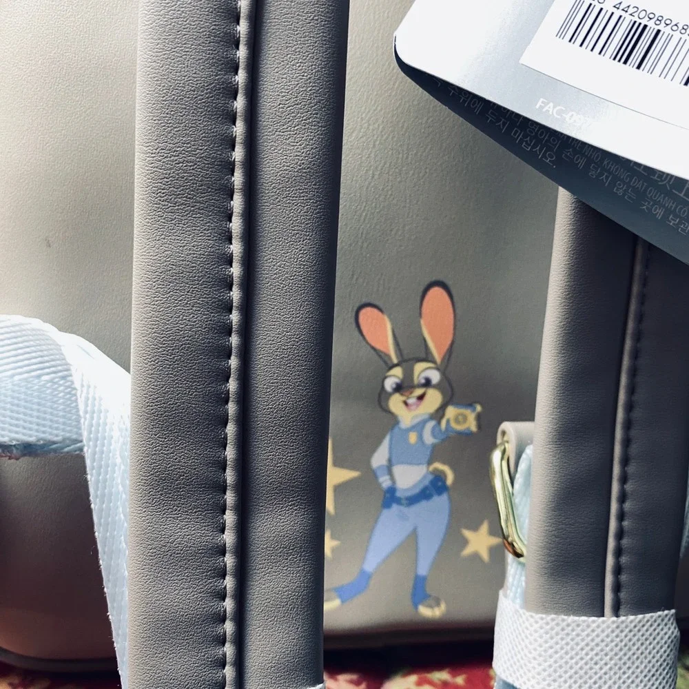 NWT Disney Parks Loungefly Zootopia Judy Hopps Plush Mini Backpack Grey Blue